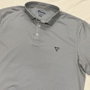 Birddogs Polo Shirt Mens XXL Blue Geometric Stretch Golf Performance Wicking